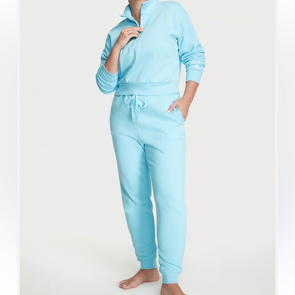 VICTORIA SECRET Blue Cotton 1/2 zip sweatshirt &  matching sweat pants Sz XXL - Picture 1 of 17